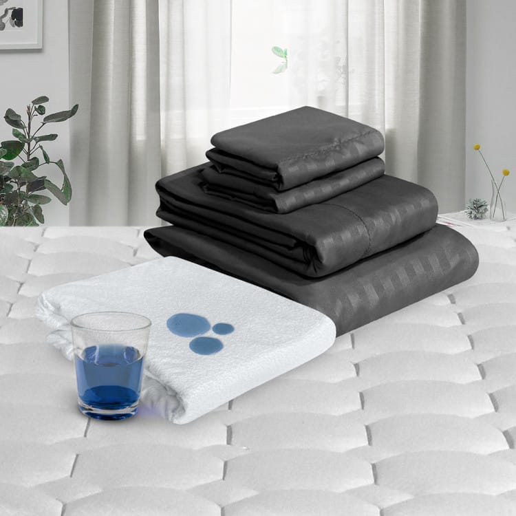 Combo Protector Impermeable + Jgo de Sábanas Hotelero