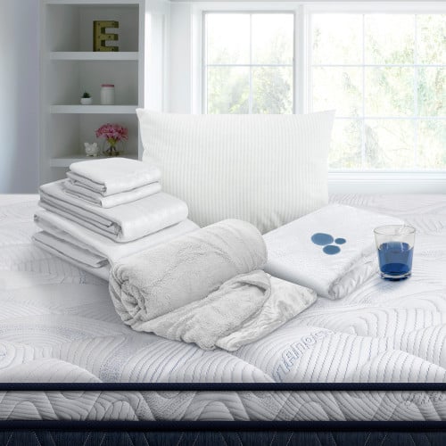 Combo Protector Impermeable + Jgo de Sábanas + Almohada Polycotton + Cobija Ovejera