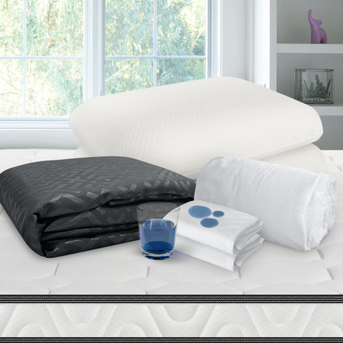 Combo Jgo de Sábanas Eco + Protector Impermeable de Colchón y Almohada +  Almohada Memory Dream - Pullman Home